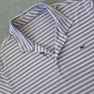 Vineyard Vines Striped Polo Shirt Mens XL Blue White Whale Logo Casual Golf